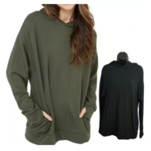 Aerie Offline Hoodie Oversized Fleece Pockets Thumb Holes Army Olive Green M